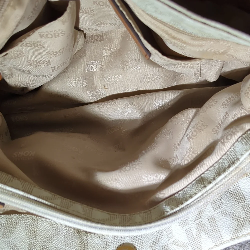 Michael Kors Cream and Tan Satchel
